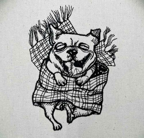 dog in a blanket embroidery design