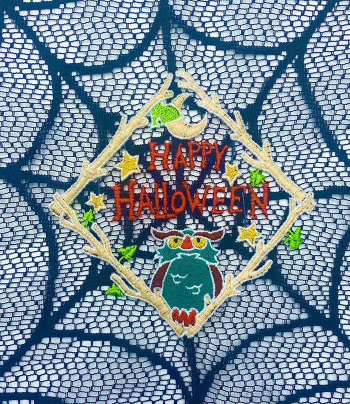 happy halloween owl embroidery design