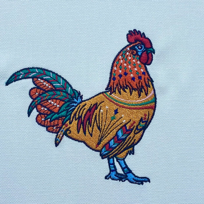 graphic rooster embroidery design