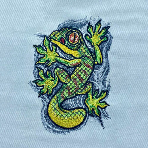 gecko cling embroidery design