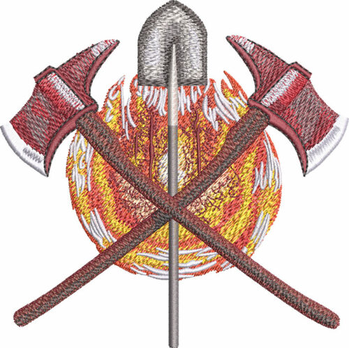 firefighter axes shovel embroidery design