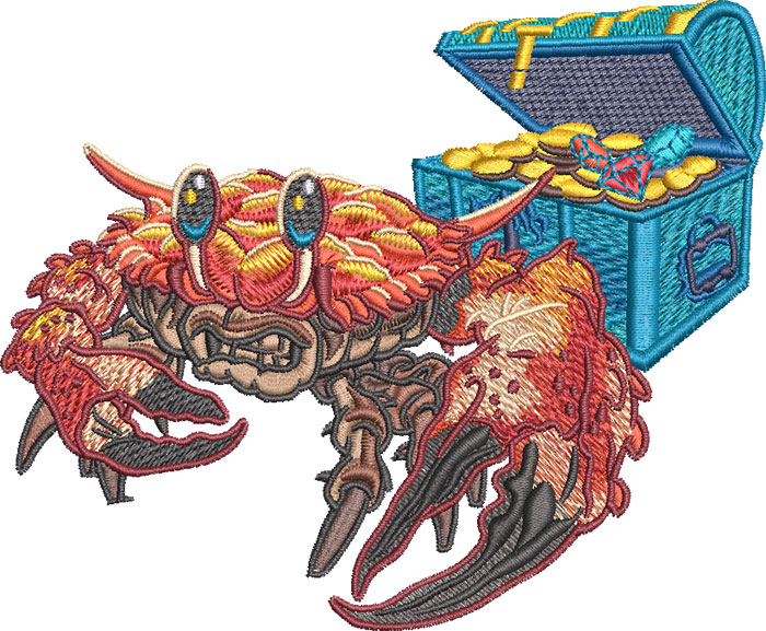 crazy crab embroidery design