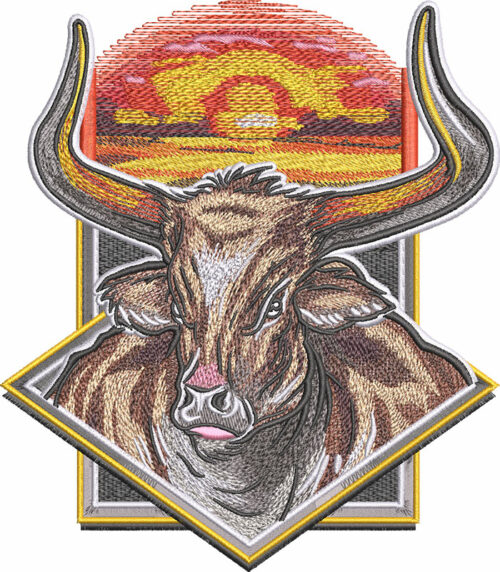 Longhorn mascot embroidery design