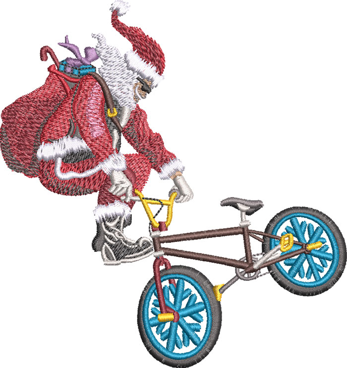 BMX Santa embroidery design