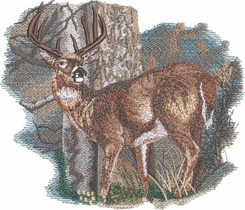 standing deer embroidery design