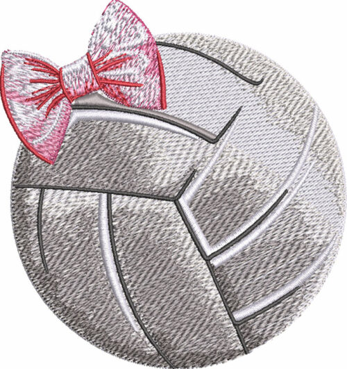 volley ball bow embroidery design
