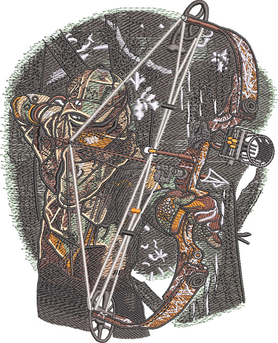 bow arrow hunter embroidery design