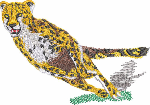 running cheetah embroidery design