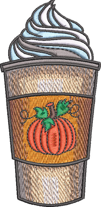 Pumpkin latte embroidery design