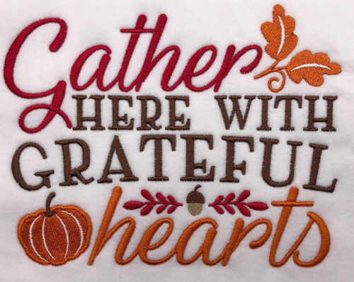 Gather grateful heart embroidery design