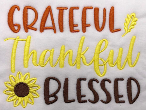 Grateful Thankful Blessed embroidery design