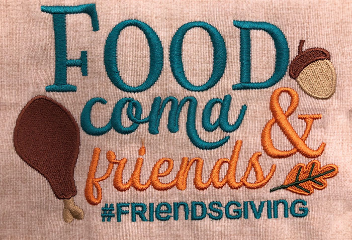 food coma friends embroidery design