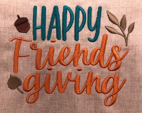 Happy Friends Giving embroidery design