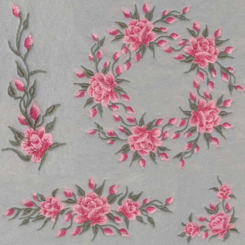 English Rose embroidery design bundle