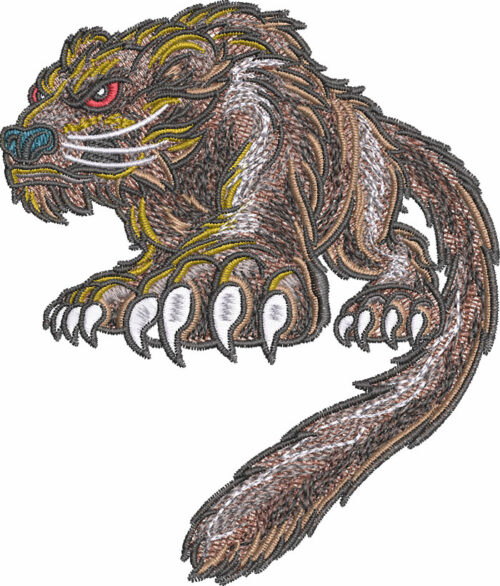 Bearcat cartoon mascot embroidery design