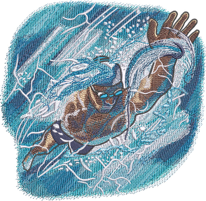 swimmer male embroidery design