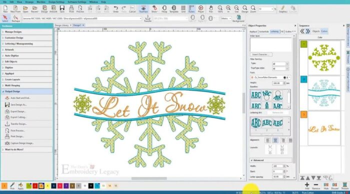 Let it snow embroidery design in Hatch