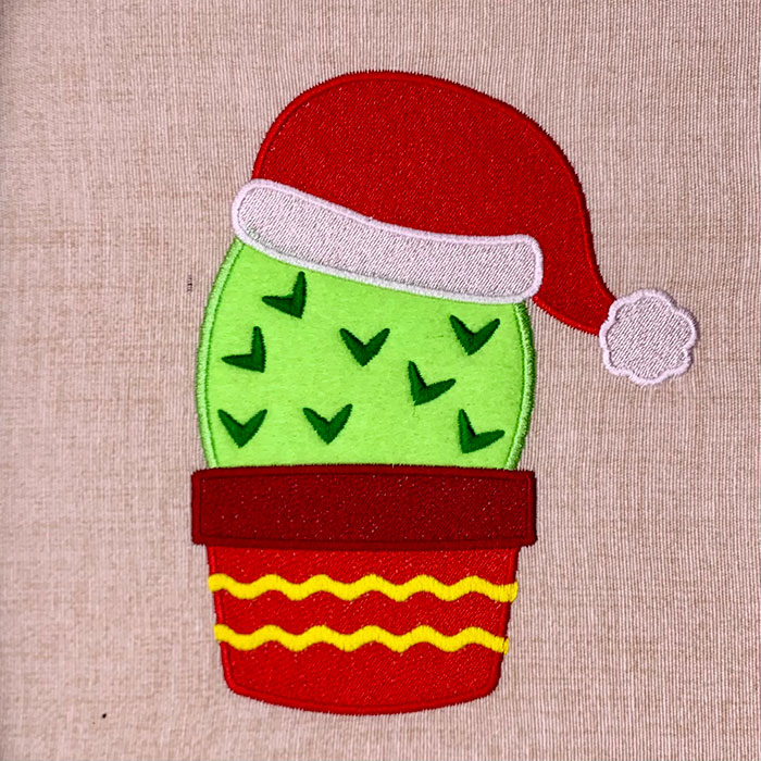 Christmas Cactus applique embroidery design