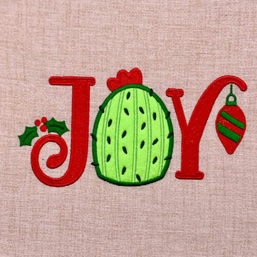 Joy Christmas Cactus embroidery design