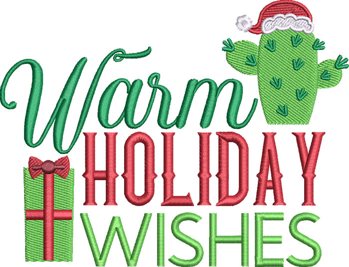 warm holiday wishes embroidery design
