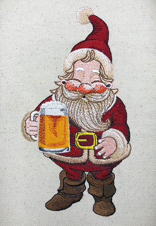 Santa beer embroidery design