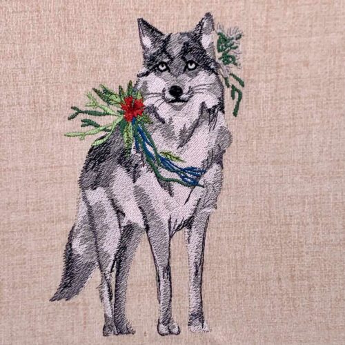 Premium wolf embroidery design