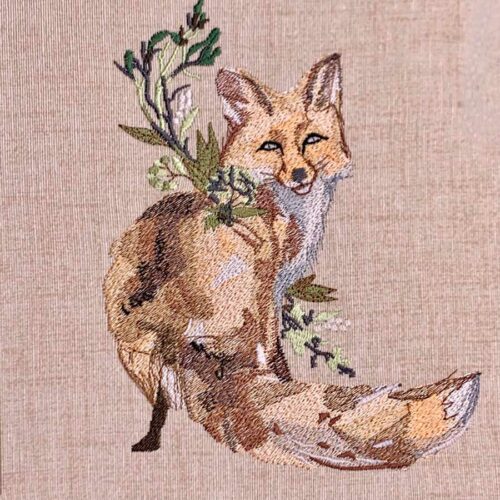 Premium fox embroidery design