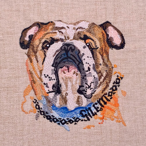 dog buddies bulldog embroidery design