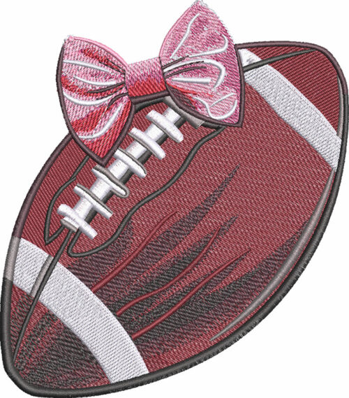 Football with bow embroidery design