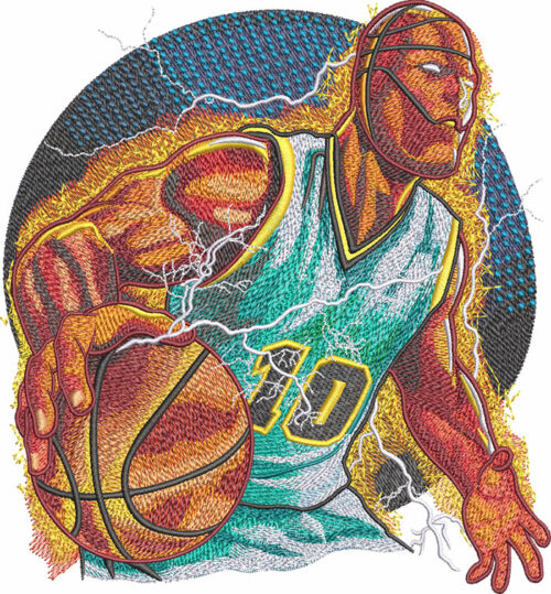 basketball head on embroidery design