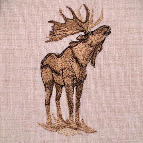 standing moose embroidery design