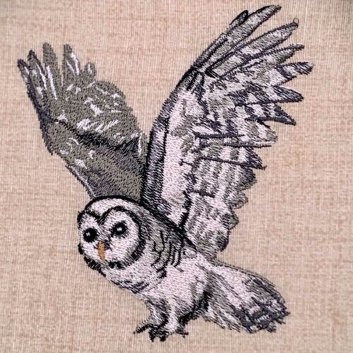 flying owl embroidery design