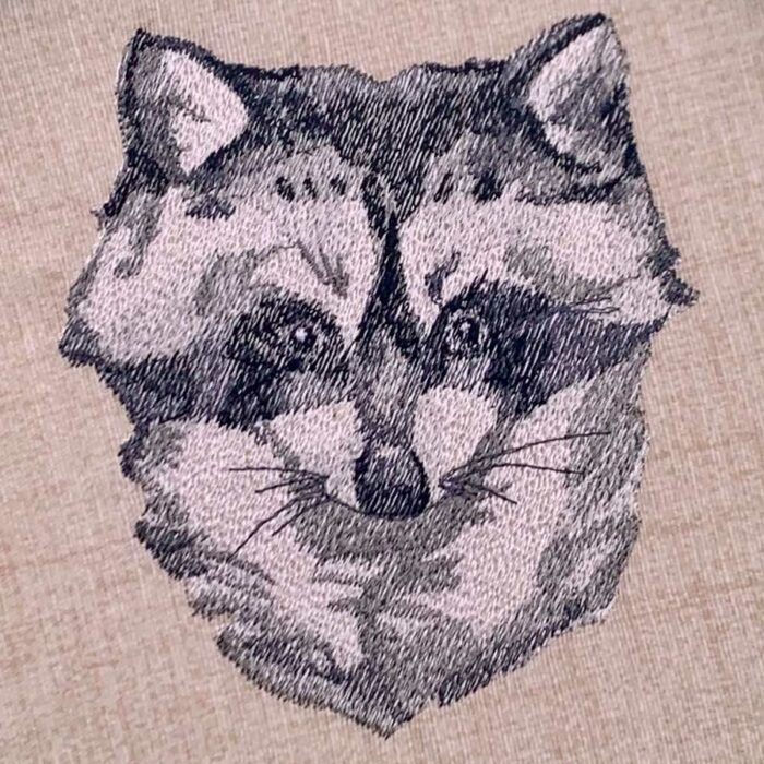 racoon head embroidery design