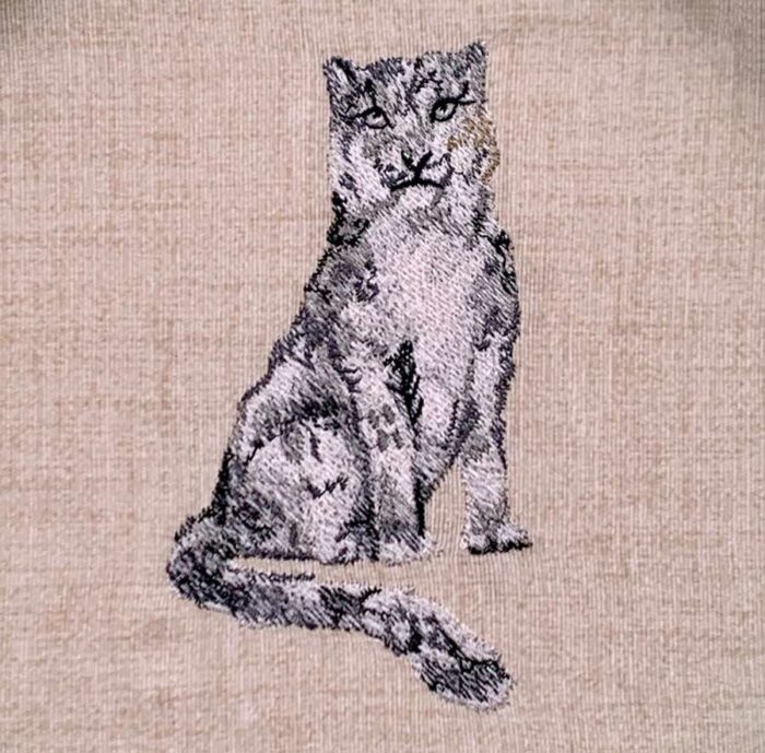 snow leopard embroidery design