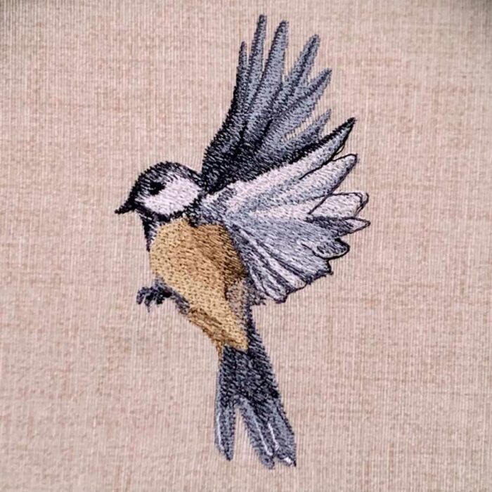 flying titmouse embroidery design