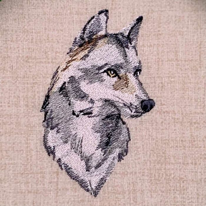 wolf head embroidery design