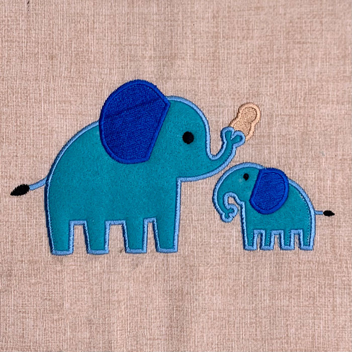 elephants applique embroidery design