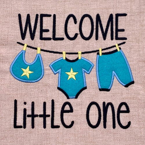 Welcome little one applique embroidery design
