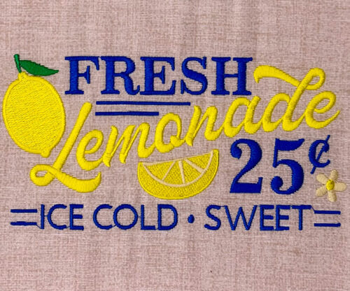 fresh lemonade embroidery design