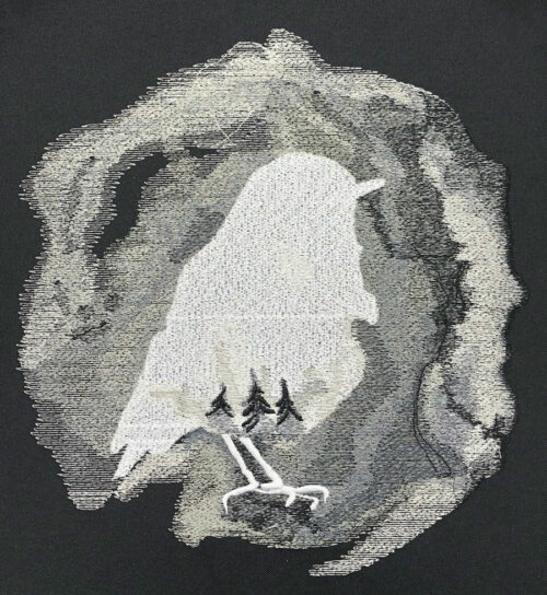 winter bird silhouette embroidery design