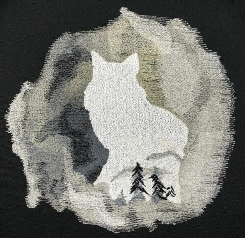 winter silhouette fox embroidery design