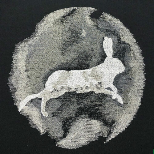 winter silhouette rabbit embroidery design