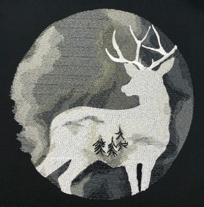 winter silhouette buck embroidery design
