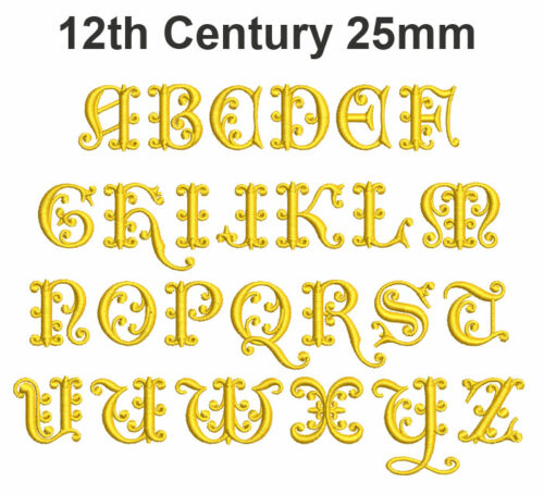 12th century 25mm ESA Embroidery Font