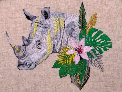 African Animals Rhino embroidery design