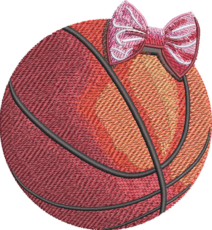 Basketball bow embroidery design