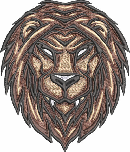 Lion Head Mascot Embroidery Design