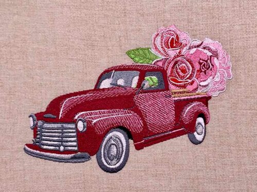 Love Truck with Flower Embroidery Designs