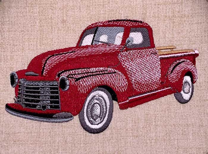 Love truck embroidery design