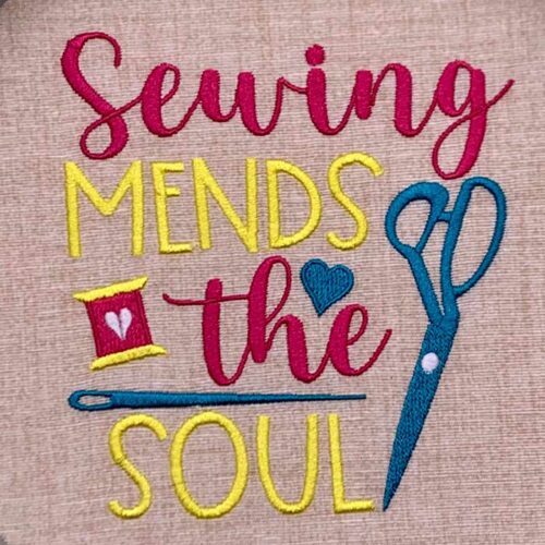 Sewing mends the soul embroidery design